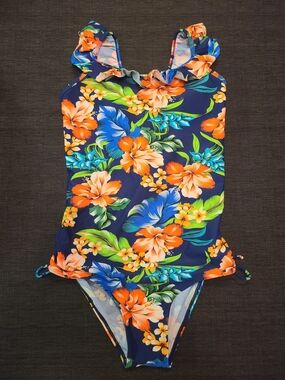 NWT Kalawalk Swimsuit Girls Size 16 Hawaiian Ruffle Adjustable Summer Beach